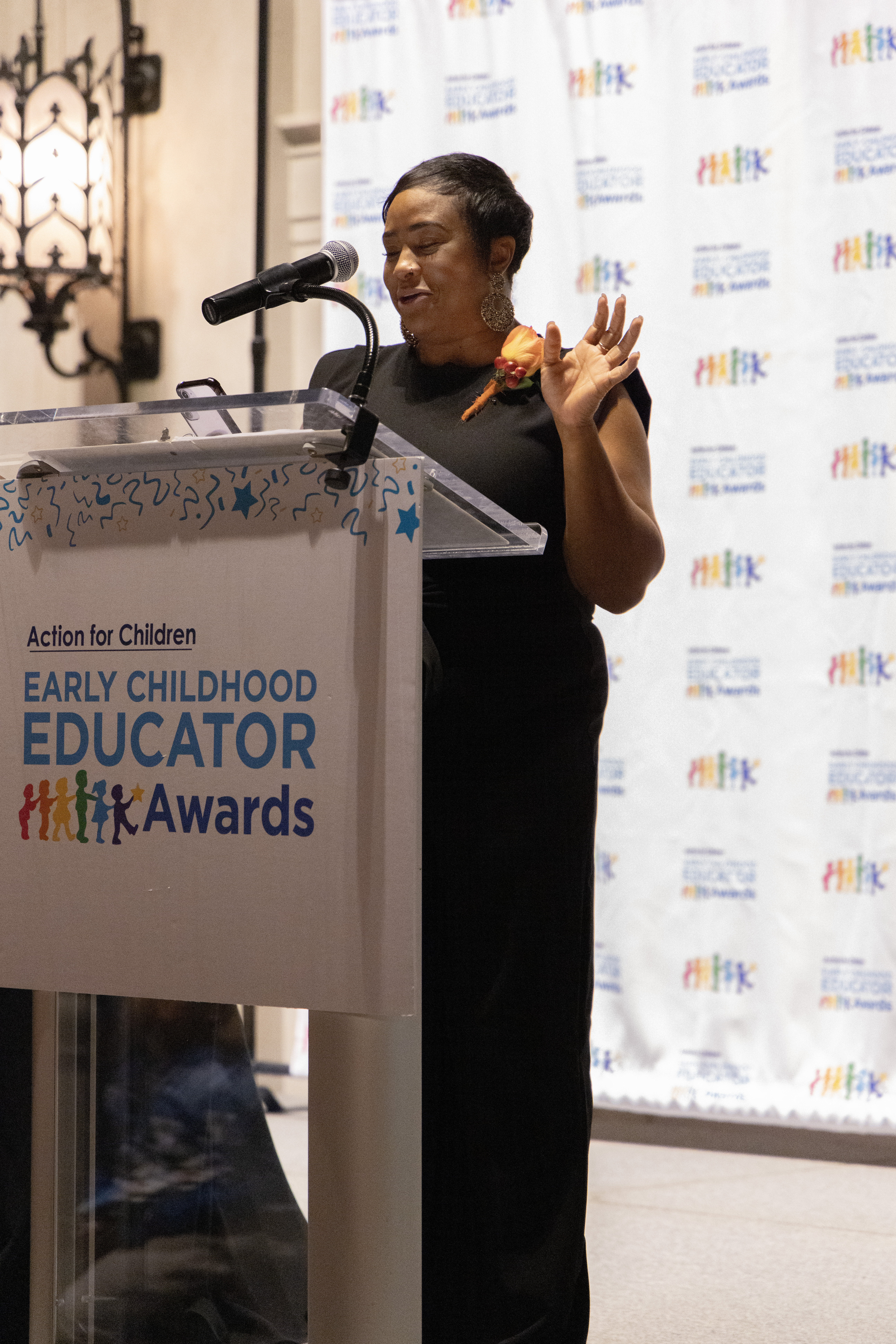 Paula Bester, Owner of Early Prep2Success, accepting Action for Children's 2024 Family Child Care of the Year Award  